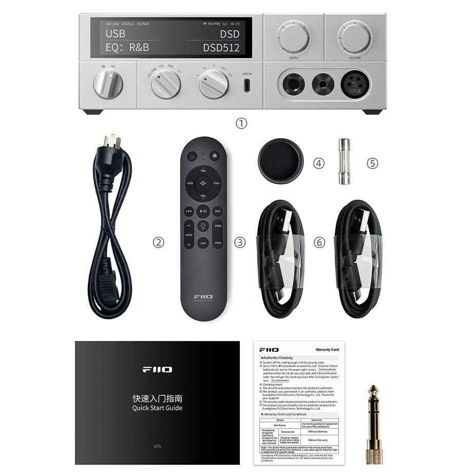 FiiO Dac FiiO K15 accessories, remote included