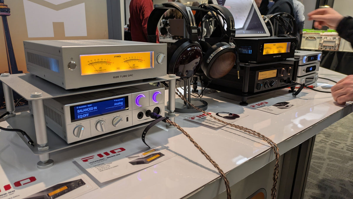 Motet Distribution showing FiiO Canada Warmer DAC, K17 DAC, FT1 and FT13 headphones