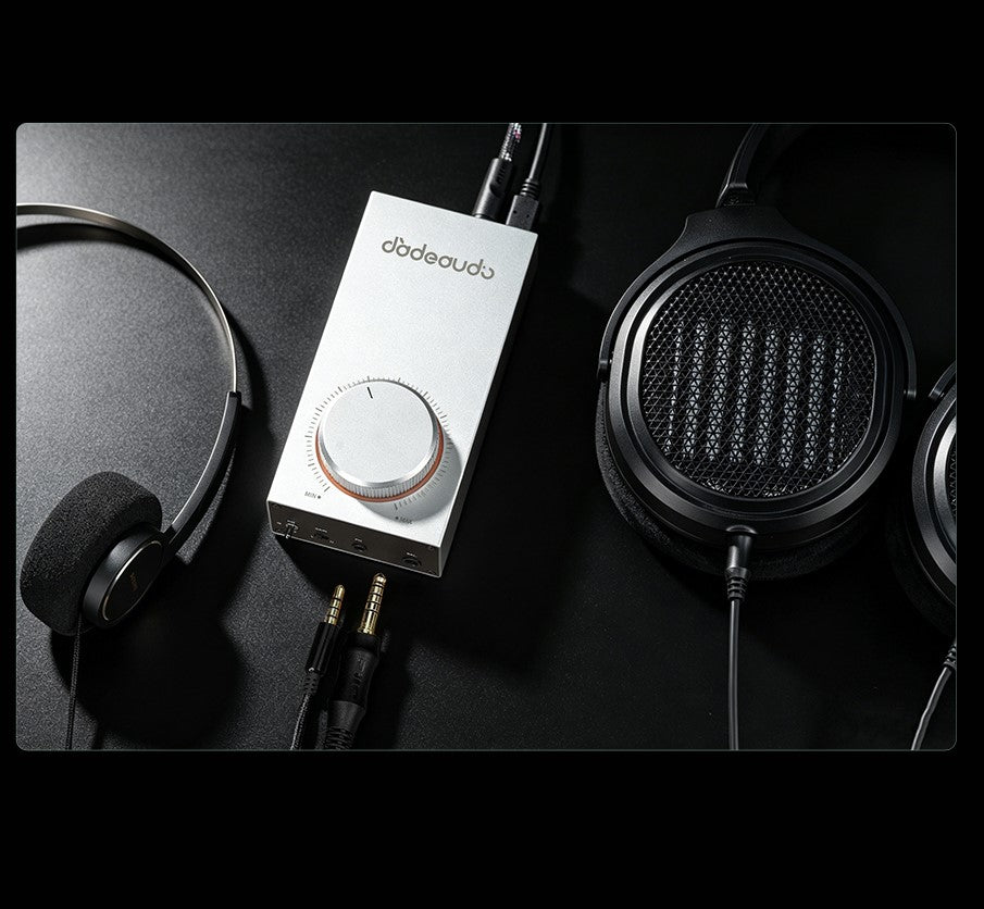 GIGAS1 headphone amp shown with JT7 headphone