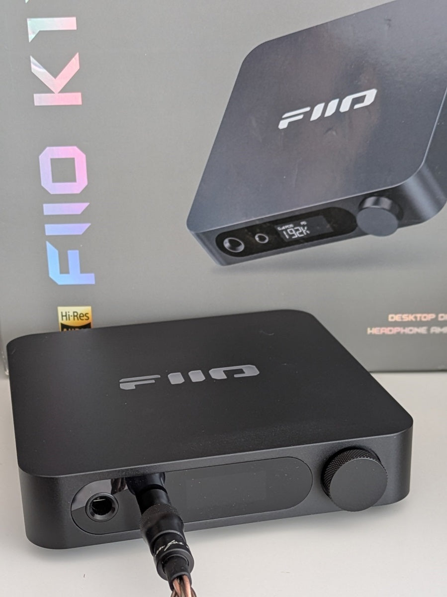 Fiio K11 DAC, shown here with box in our local office in Canada