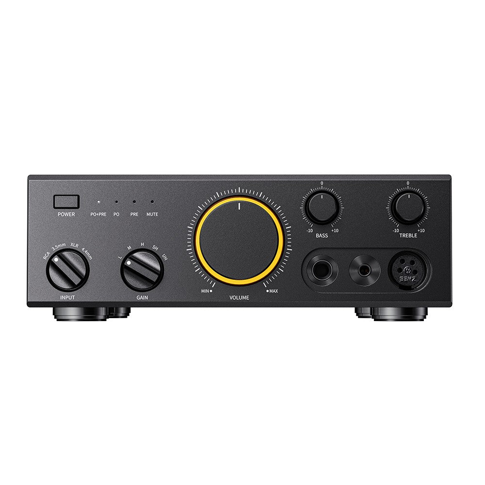 FiiO Class A headphone amp black, front controls
