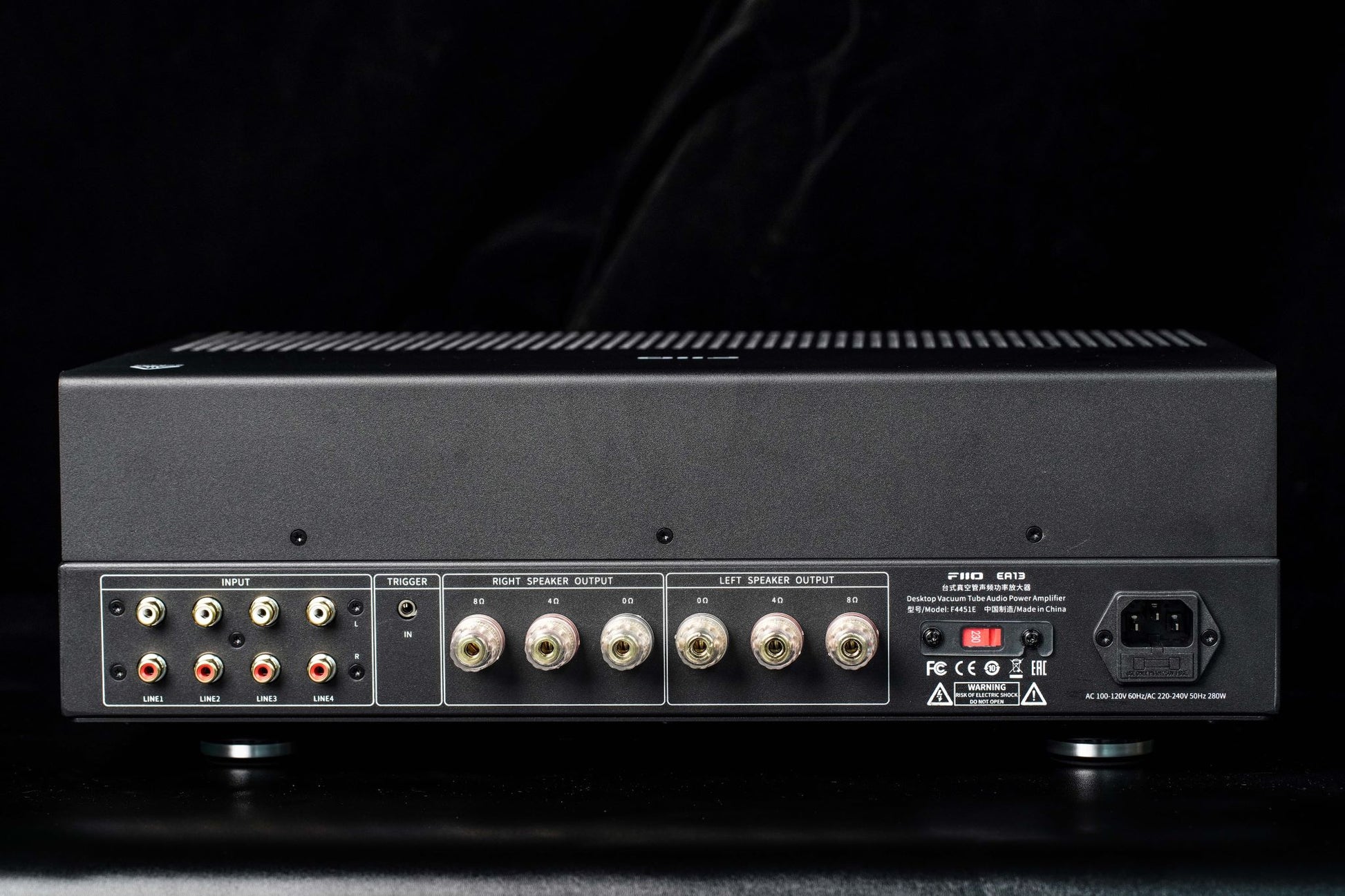 FiiO EA13 integrated tube amplifier for speakers, rear black