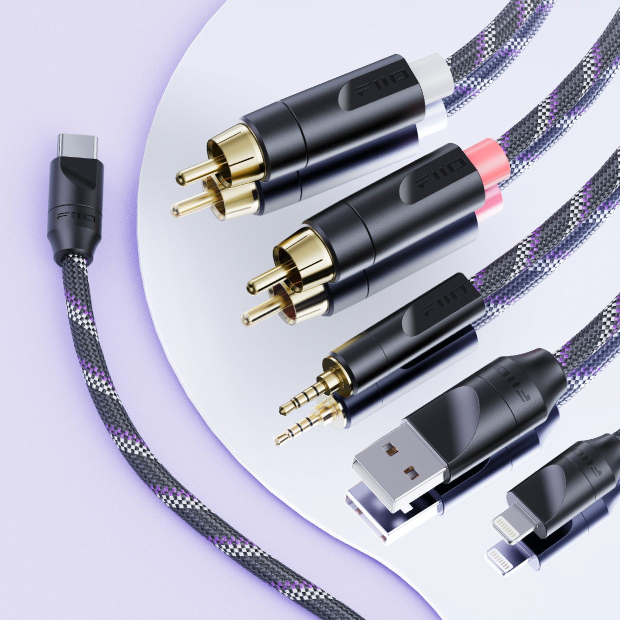 FiiO TRUST Audio Cables, usb-c, usb-a, rca, 3.5mm