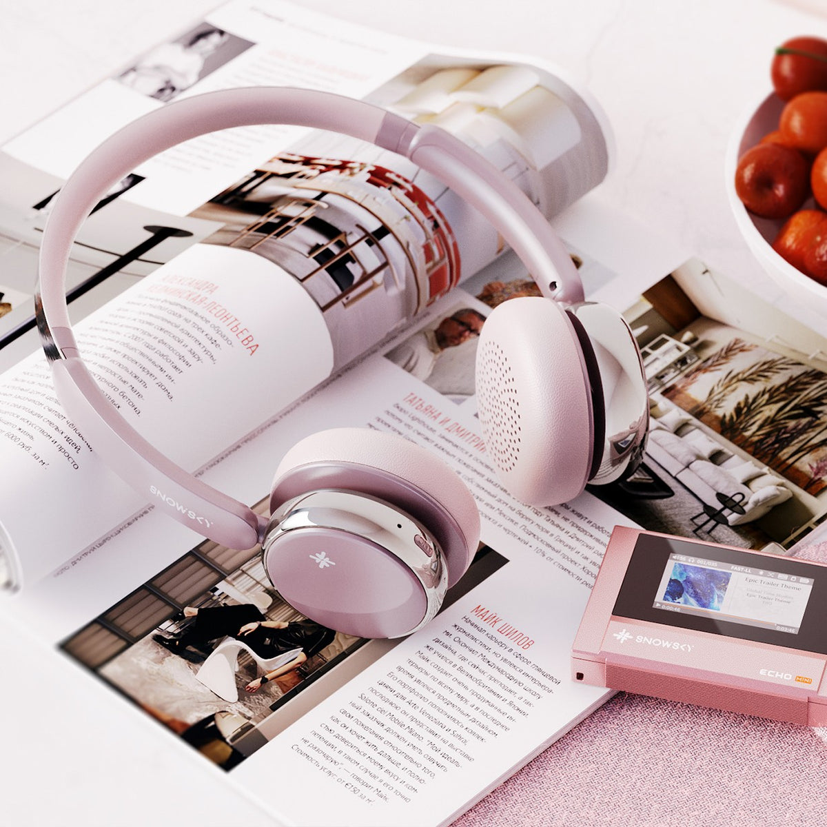 Snowsky anytime anc bluetooth headphone pink